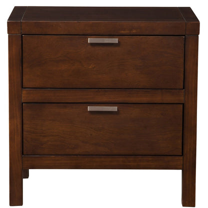 24" Brown Wood Two Drawer Nightstand HomeRoots