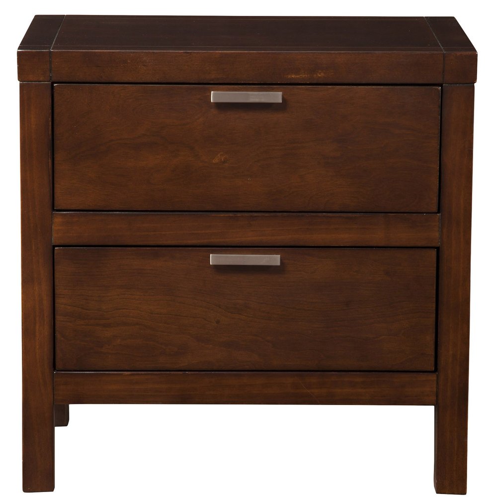 24" Brown Wood Two Drawer Nightstand — view 1