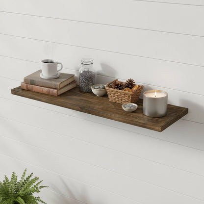 24" Solid Wood Wall-Mounted Shelving Unit HomeRoots