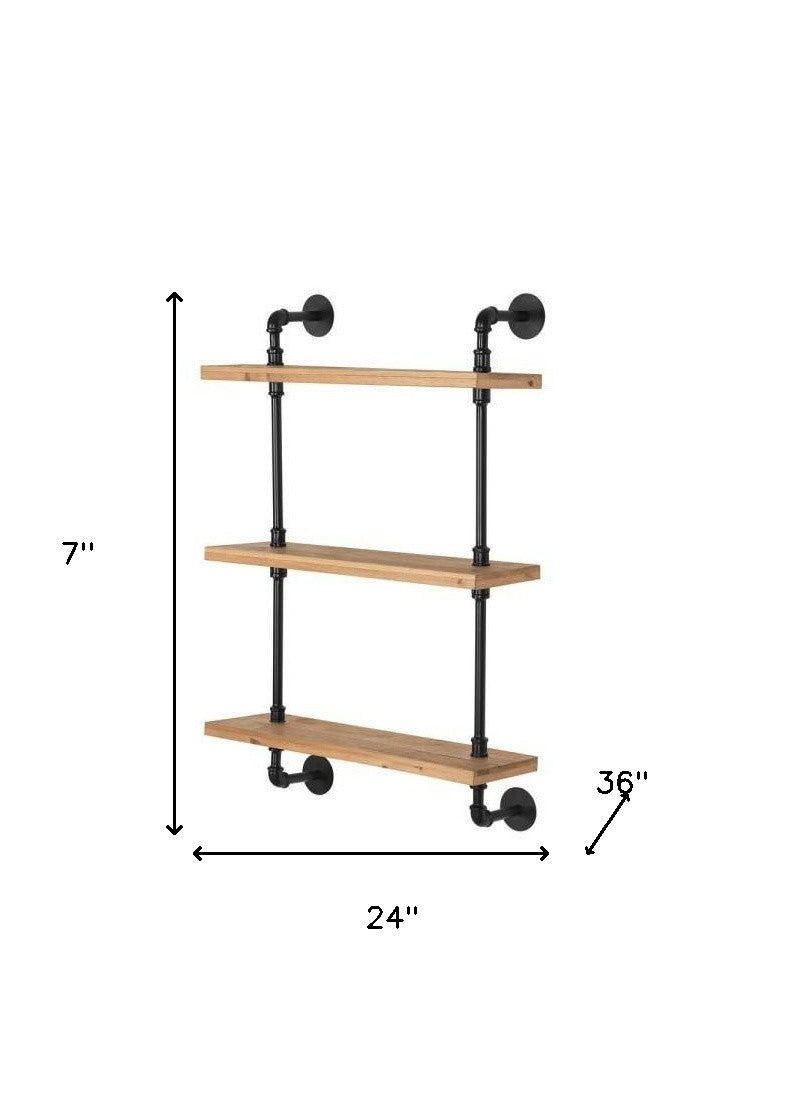 24" Three Shelves Solid Wood Wall Mounted Shelving Unit - FurniFindUSA