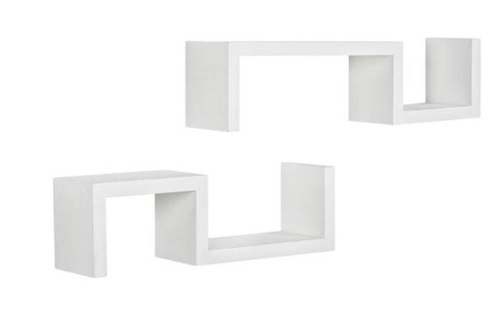 24" Two Shelves Solid Wood Wall Mounted Shelving Unit HomeRoots