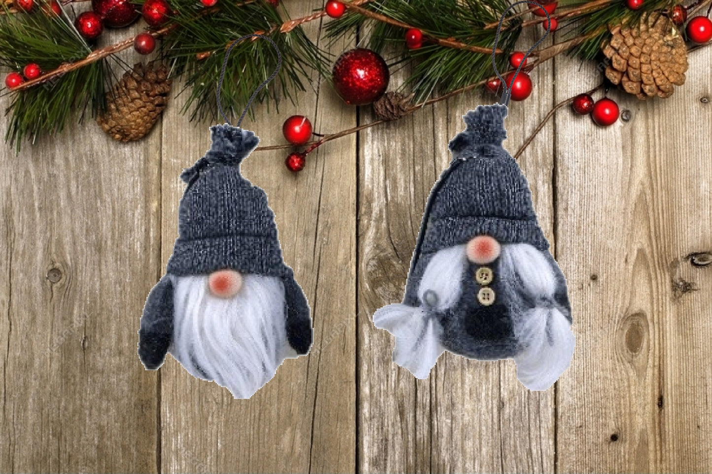 6" Black and Gray Fabric Christmas Standing Gnome Tabletop Sculpture