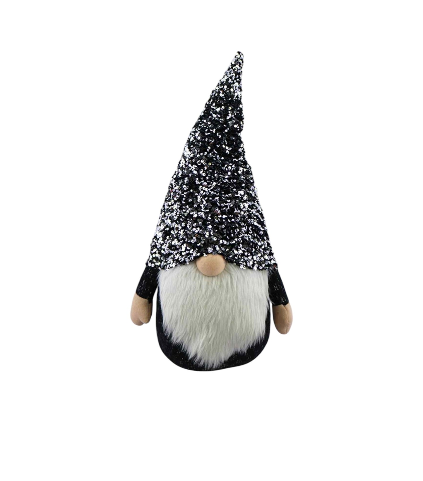 24" Glittery Black and White Sparkle Gnome