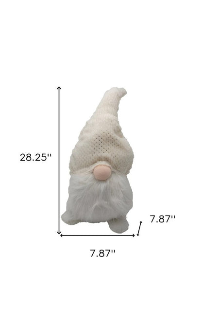 28" White Fabric Christmas Standing Gnome Tabletop Sculpture HomeRoots