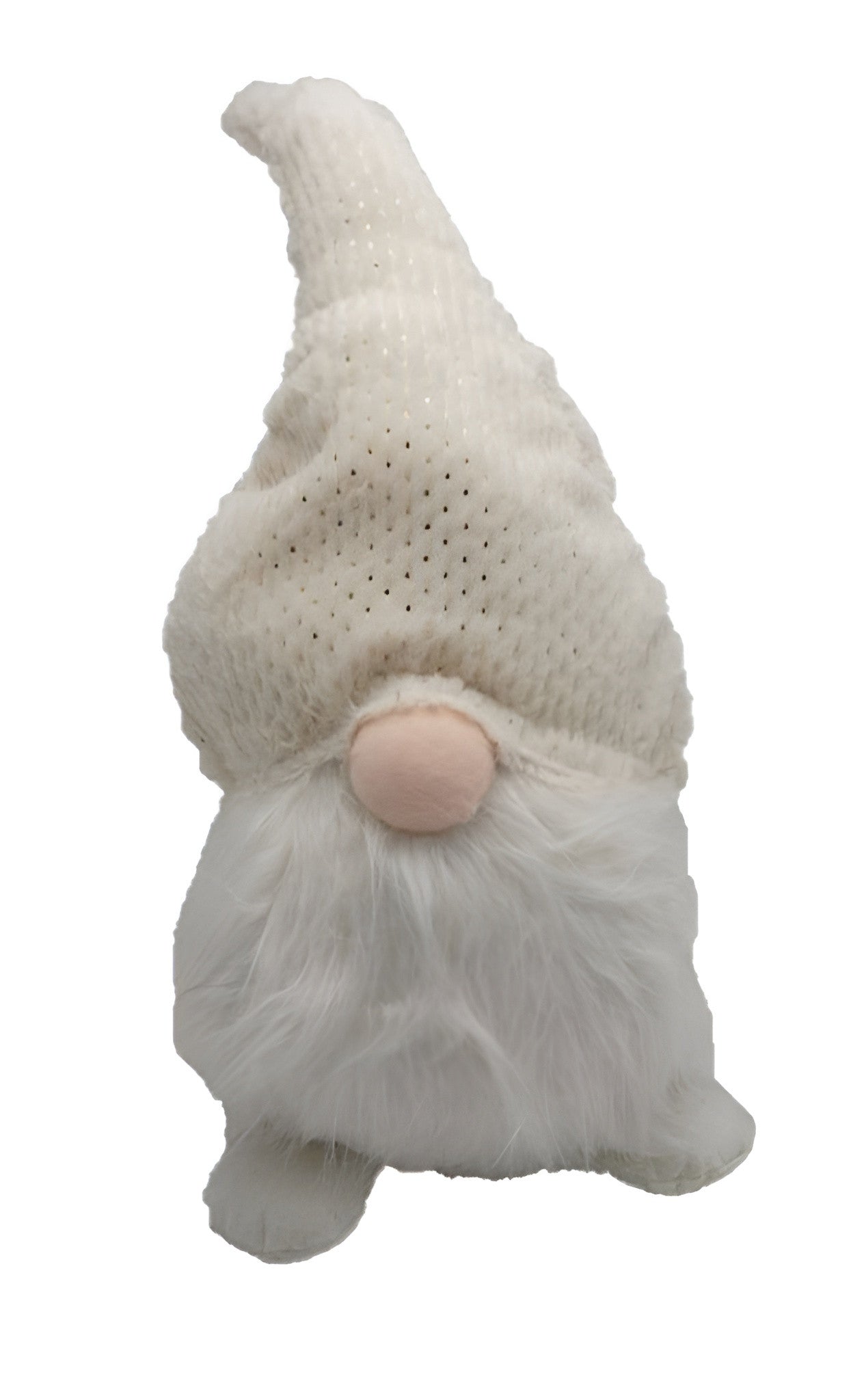 28" White Fabric Christmas Standing Gnome Tabletop Sculpture