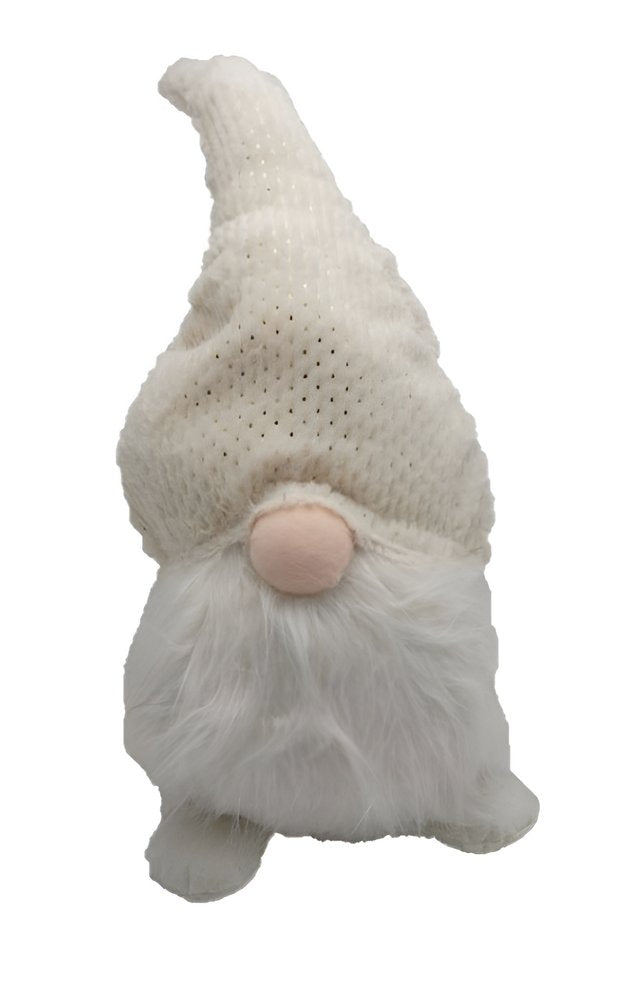 28" White Fabric Christmas Standing Gnome Tabletop Sculpture HomeRoots