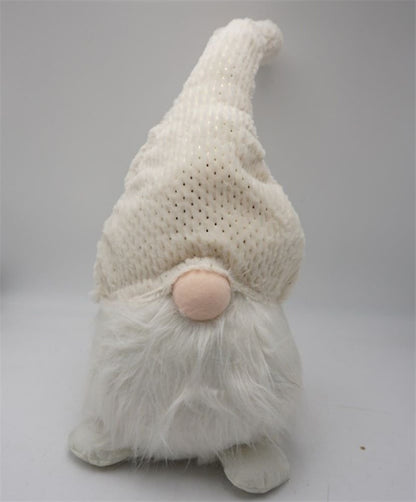 28" White Fabric Christmas Standing Gnome Tabletop Sculpture HomeRoots