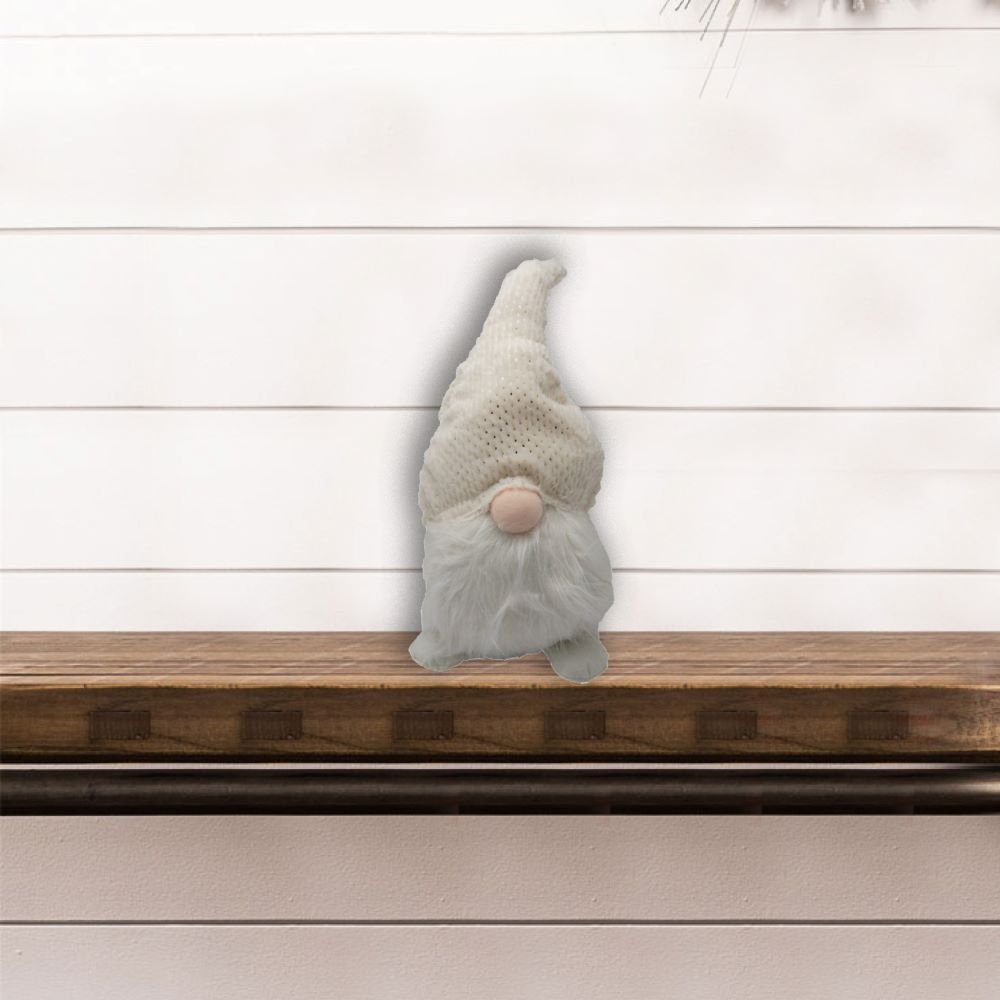 28" White Fabric Christmas Standing Gnome Tabletop Sculpture HomeRoots