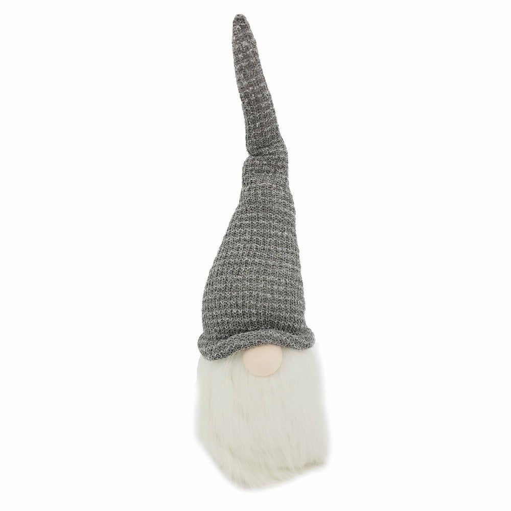 28" Gray Fabric Christmas Standing Gnome Tabletop Sculpture HomeRoots