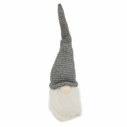 28" Gray Fabric Christmas Standing Gnome Tabletop Sculpture HomeRoots