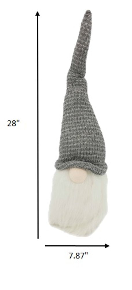 28" Gray Fabric Christmas Standing Gnome Tabletop Sculpture HomeRoots