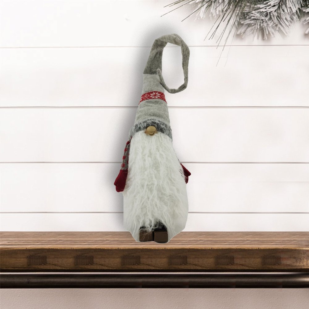 Red and Grey Winter Gnome with Snowflakes HomeRoots