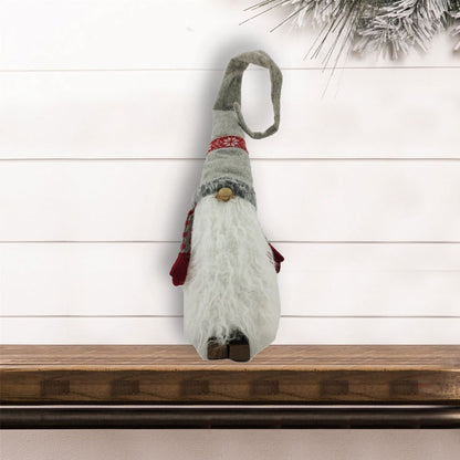 Red and Grey Winter Gnome with Snowflakes HomeRoots
