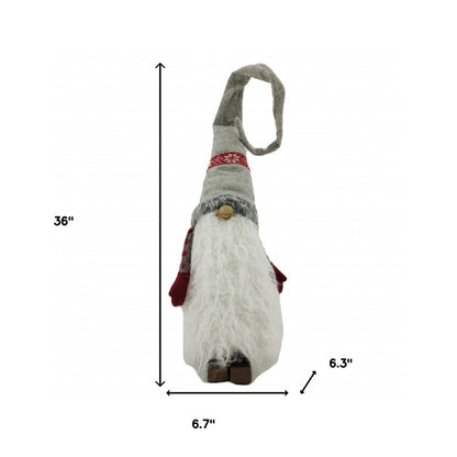 Red and Grey Winter Gnome with Snowflakes HomeRoots
