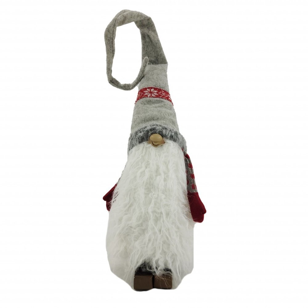 Red and Grey Winter Gnome with Snowflakes HomeRoots