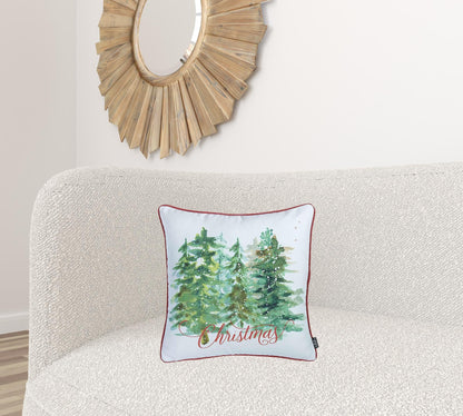 Snowy Christmas Trees Printed Throw Pillow FurniFindUSA