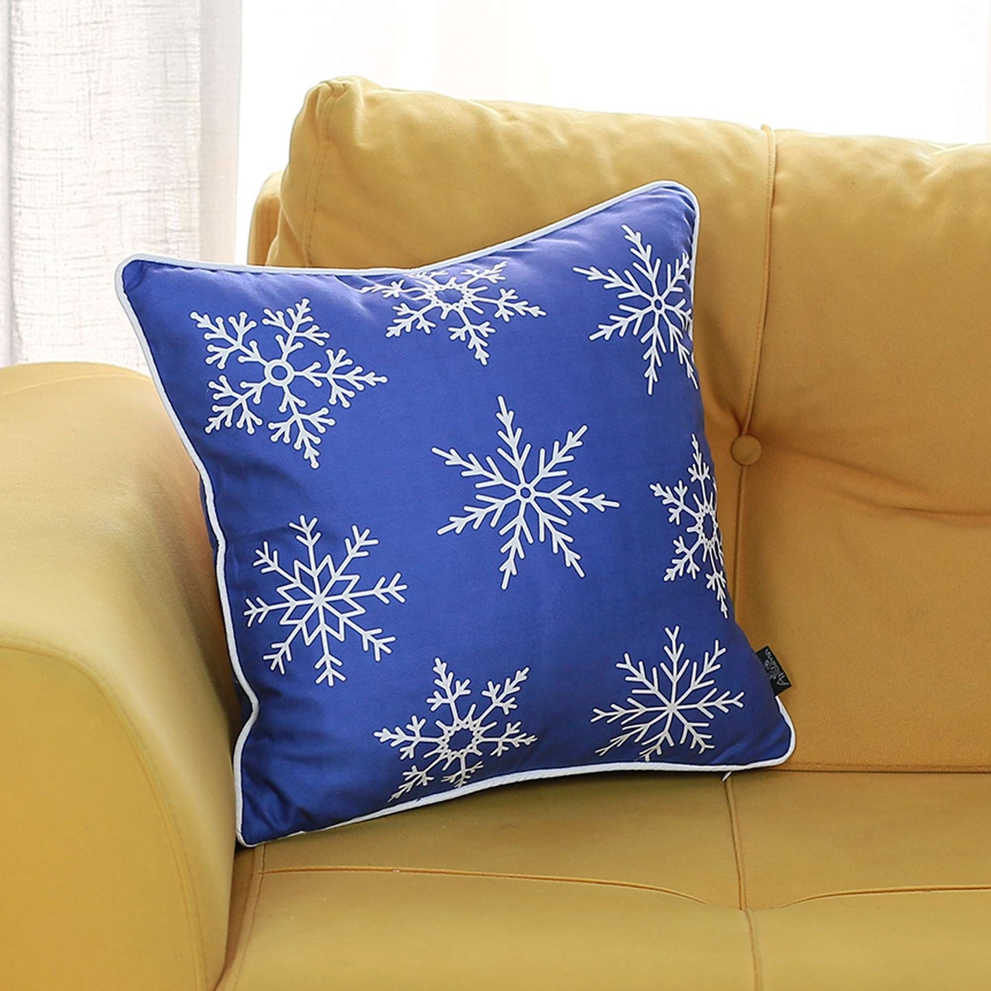 Blue and White Snowflakes Throw Pillow FurniFindUSA