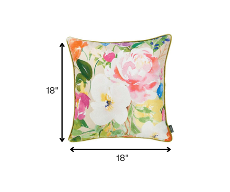 Colorful Watercolor Floral Throw Pillow