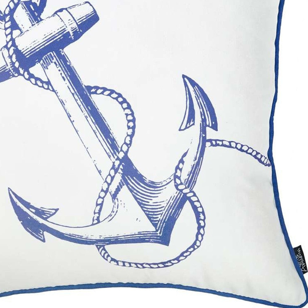 Blue Bold Anchor Nautical Throw Pillow