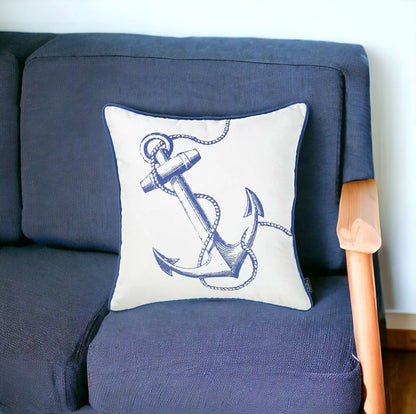 Blue Bold Anchor Nautical Throw Pillow