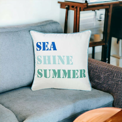 Blue and White Sea Shine Marine Throw Pillow