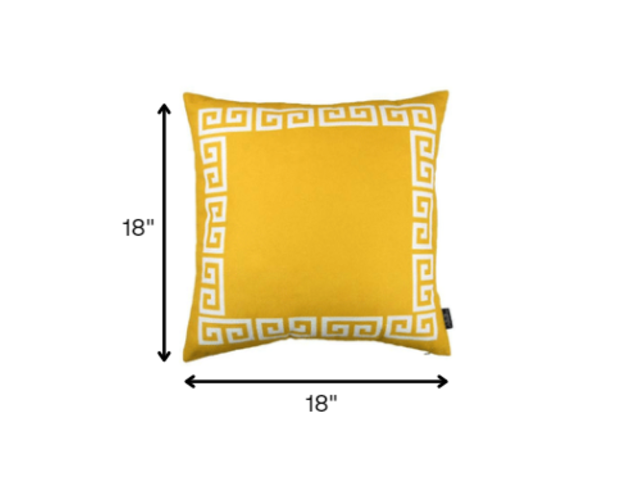 Yellow and White Greek Key Bordered Throw Pillow