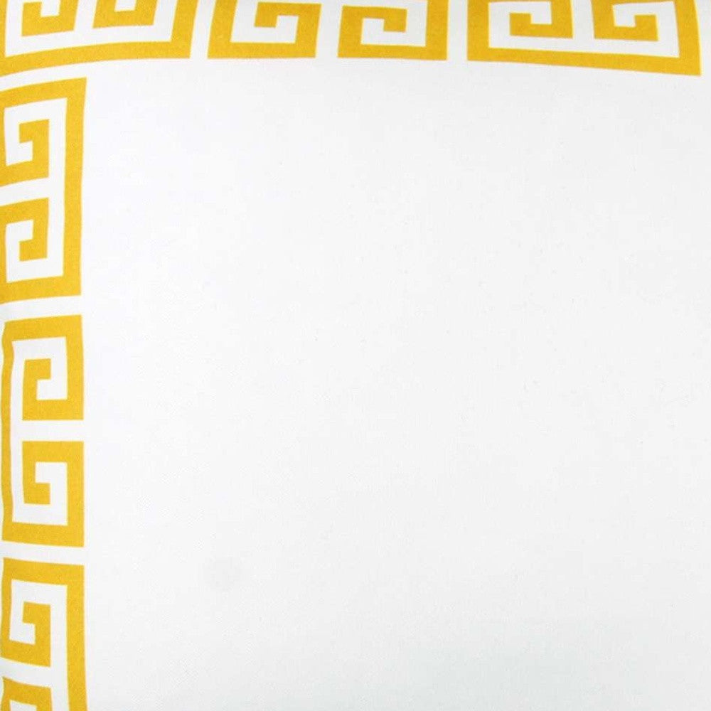 Yellow and White Greek Key Classic Throw Pillow