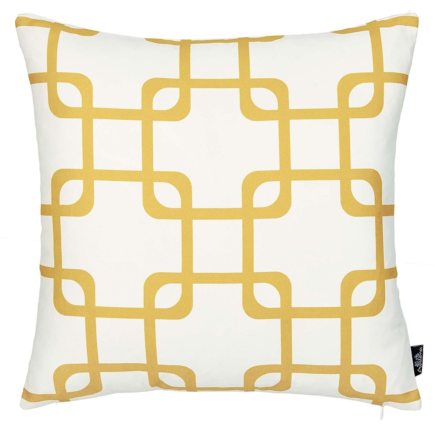 Yellow and White Grid Geometric Throw Pillow FurniFindUSA