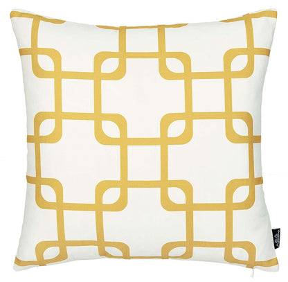 Yellow and White Grid Geometric Throw Pillow FurniFindUSA