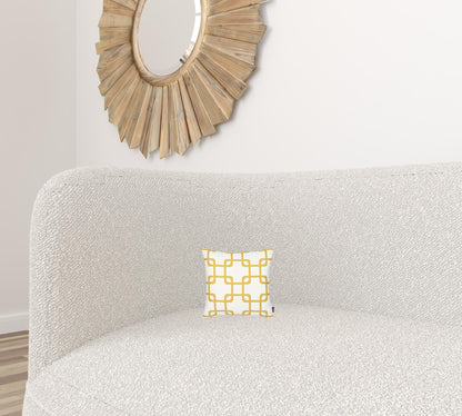 Yellow and White Grid Geometric Throw Pillow FurniFindUSA