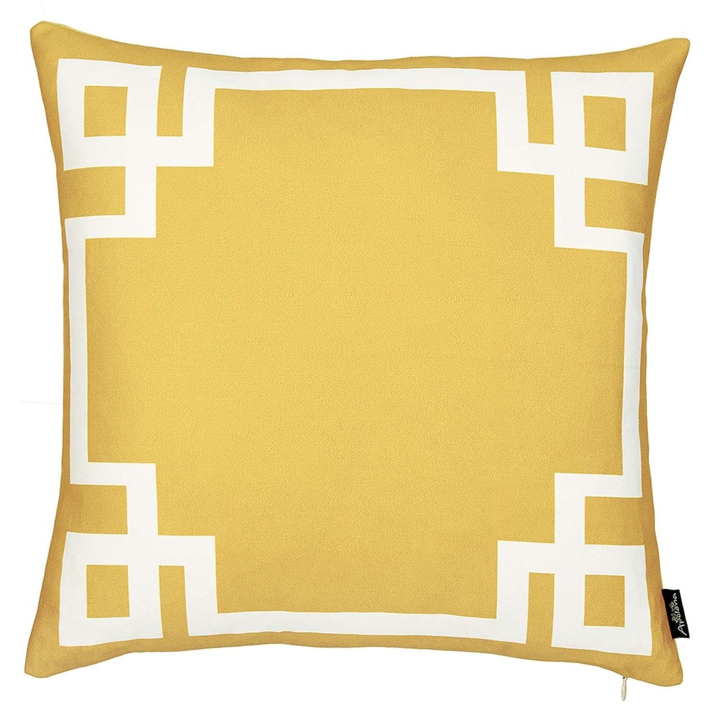 Yellow and White Geometric Border Throw Pillow FurniFindUSA