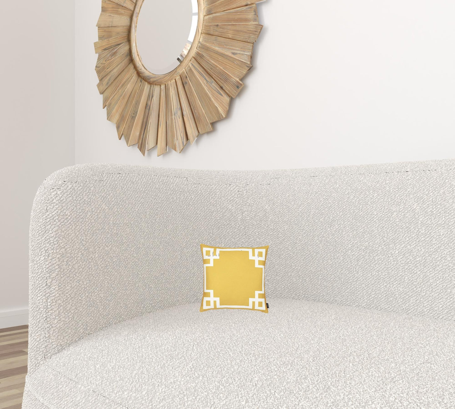 Yellow and White Geometric Border Throw Pillow FurniFindUSA