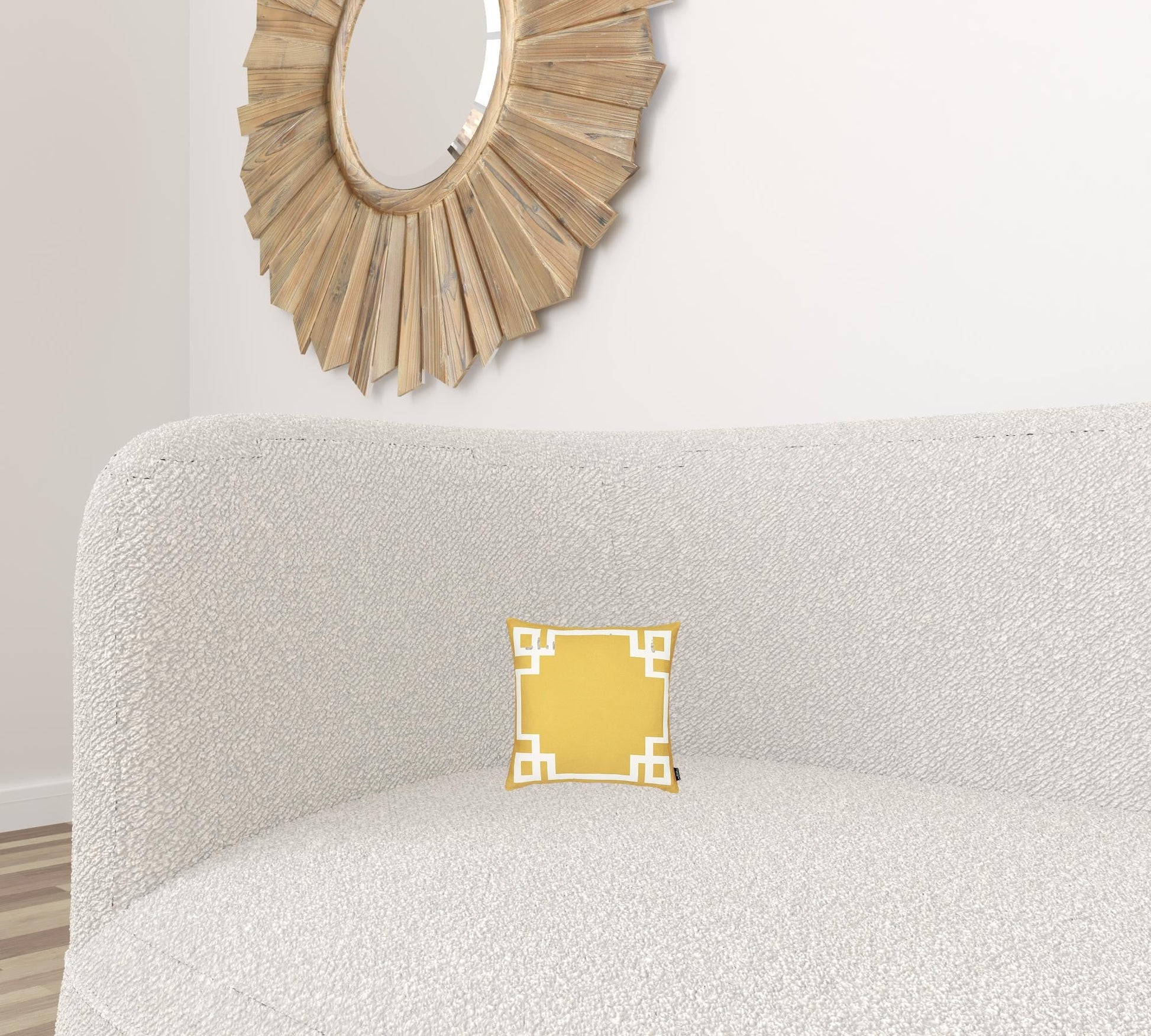 Yellow and White Geometric Border Throw Pillow FurniFindUSA