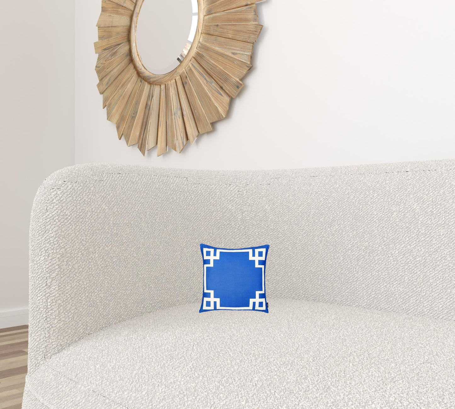 Blue and White Geometric Border Throw Pillow FurniFindUSA