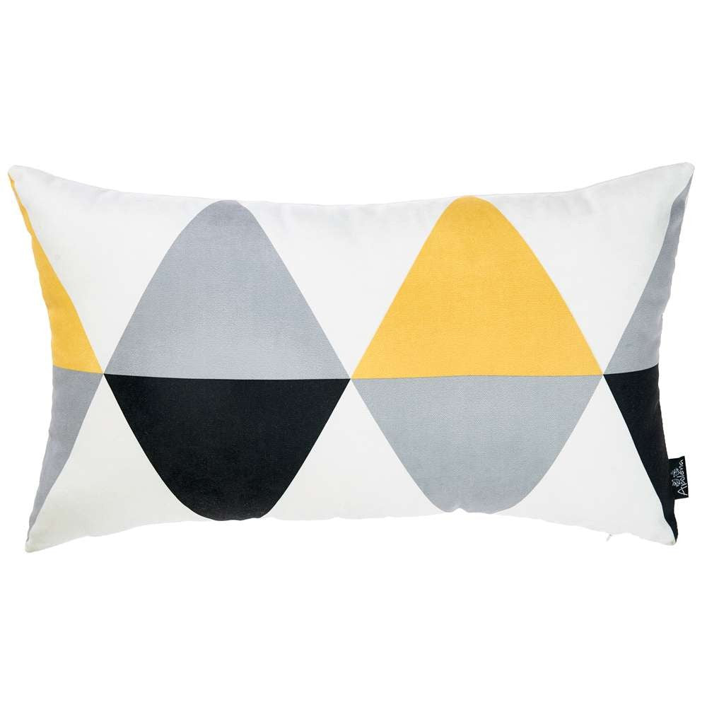 Yellow Gray Diamond Lumbar Throw Pillow FurniFindUSA