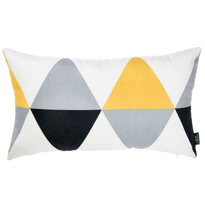 Yellow Gray Diamond Lumbar Throw Pillow FurniFindUSA