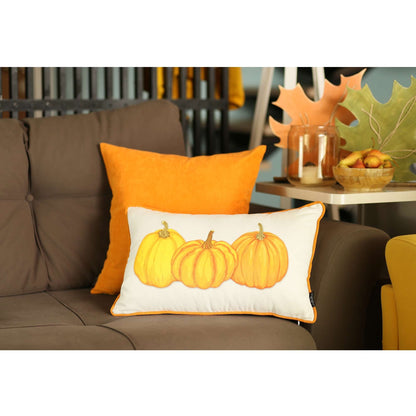 Orange Triple Pumpkin Lumbar Throw Pillow FurniFindUSA