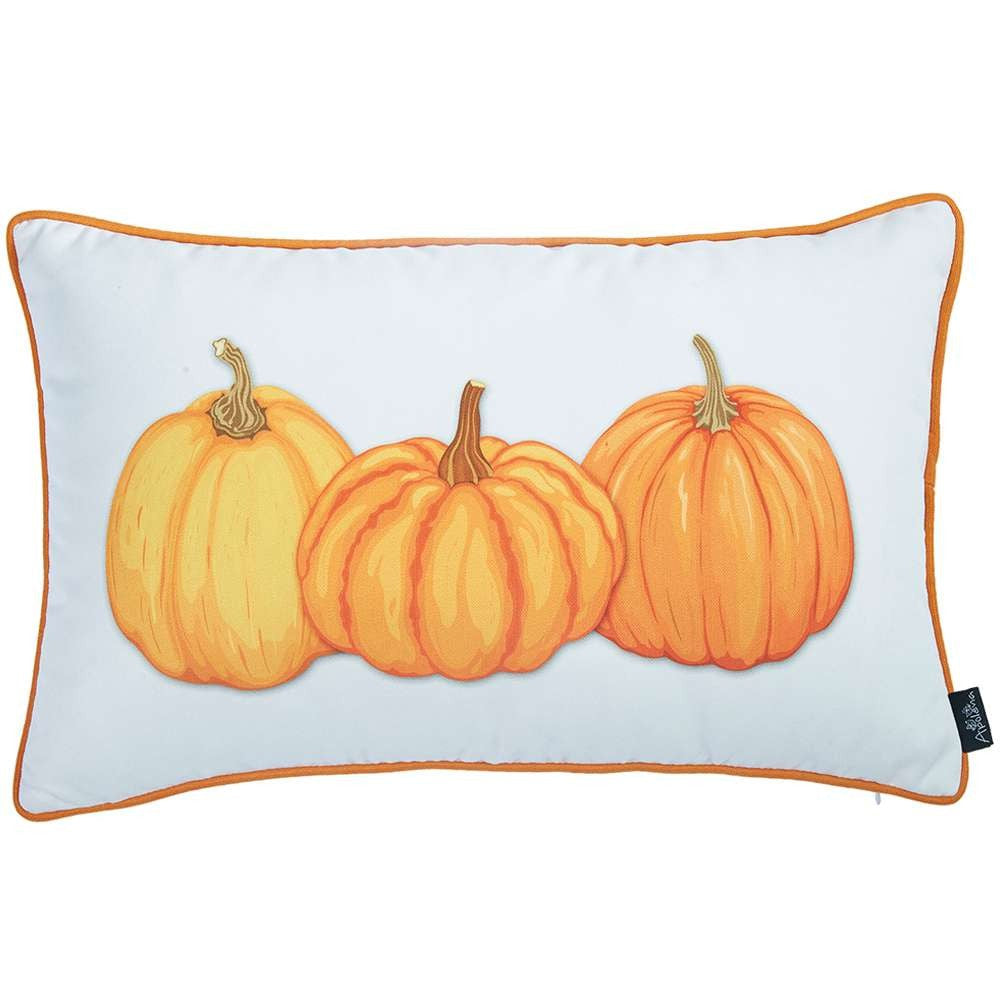 Orange Triple Pumpkin Lumbar Throw Pillow FurniFindUSA