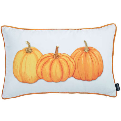 Orange Triple Pumpkin Lumbar Throw Pillow FurniFindUSA