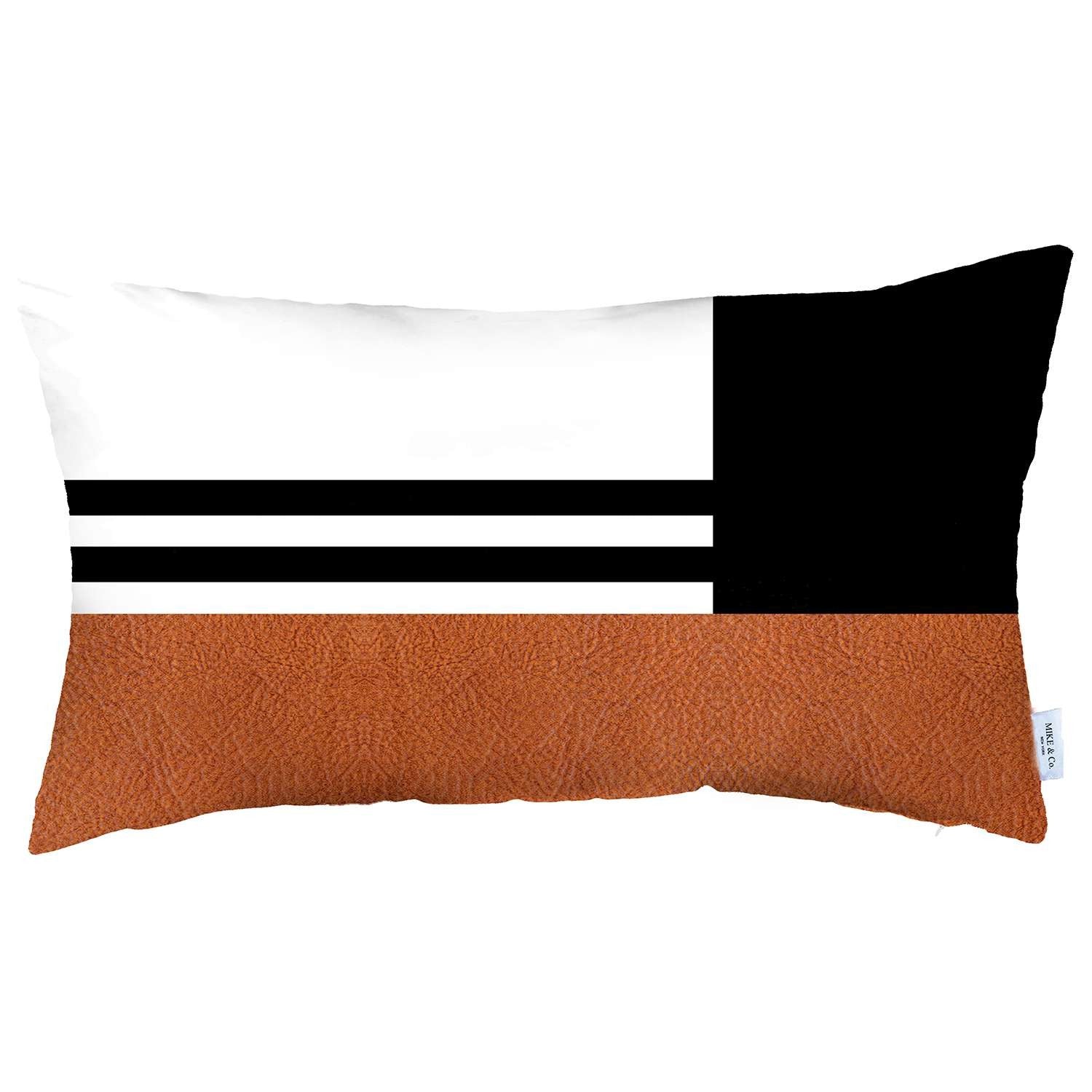 Brown and Black Geometric Lumbar Throw Pillow FurniFindUSA