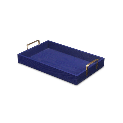 Royal Blue Wooden Tray with Gold Handles