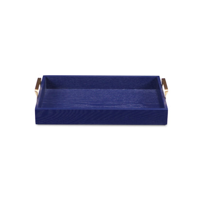 Royal Blue Wooden Tray with Gold Handles