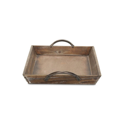 19" Brown Wood Handmade Serving Tray With Handles HomeRoots