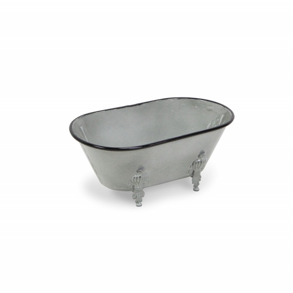 5" Gray Polyresin Hand Painted Decorative Tub Tabletop Sculpture HomeRoots