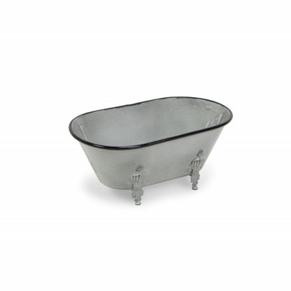 5" Gray Polyresin Hand Painted Decorative Tub Tabletop Sculpture HomeRoots