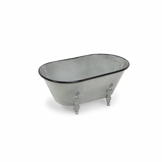 5" Gray Polyresin Hand Painted Decorative Tub Tabletop Sculpture HomeRoots