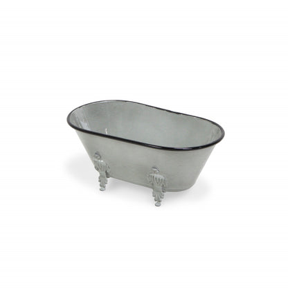 5" Gray Polyresin Hand Painted Decorative Tub Tabletop Sculpture