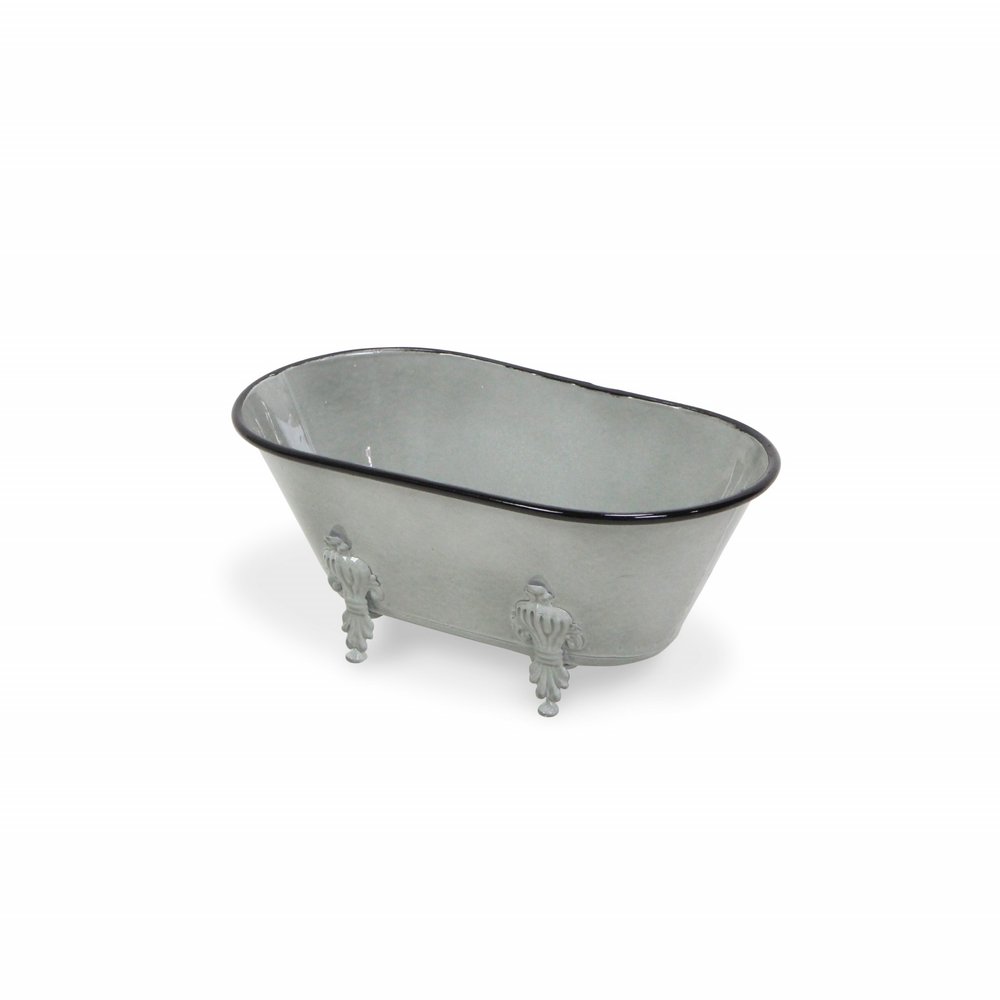 5" Gray Polyresin Hand Painted Decorative Tub Tabletop Sculpture — view 2