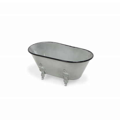 5" Gray Polyresin Hand Painted Decorative Tub Tabletop Sculpture HomeRoots