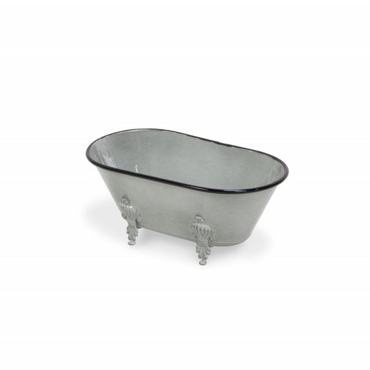 5" Gray Polyresin Hand Painted Decorative Tub Tabletop Sculpture HomeRoots